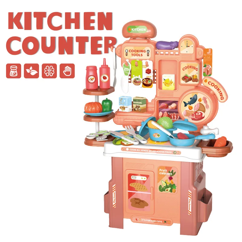 Mesa de cocina para jugar a las casitas para niños, 43 Uds., interacción entre padres e hijos, mesa de cocina de simulación interior para bebés