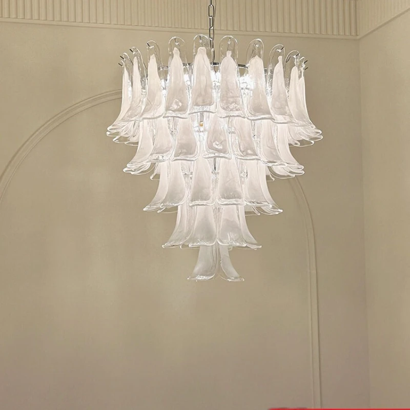 

Glass horseshoe chandelier American retro bedroom living room dining room loft staircase light