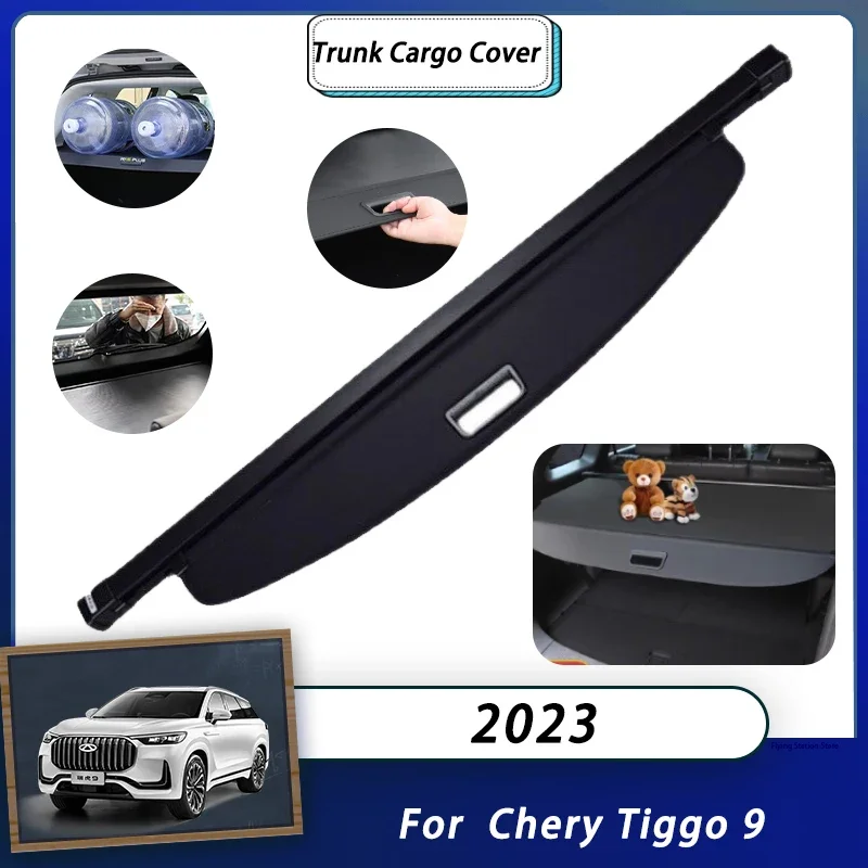 Rear Cargo Cover For Chery Tiggo 9 Jaecoo 8 J8 9 J9 2023 Car Trunk Luggage Curtain Organizer Retractable Shielding Accessories