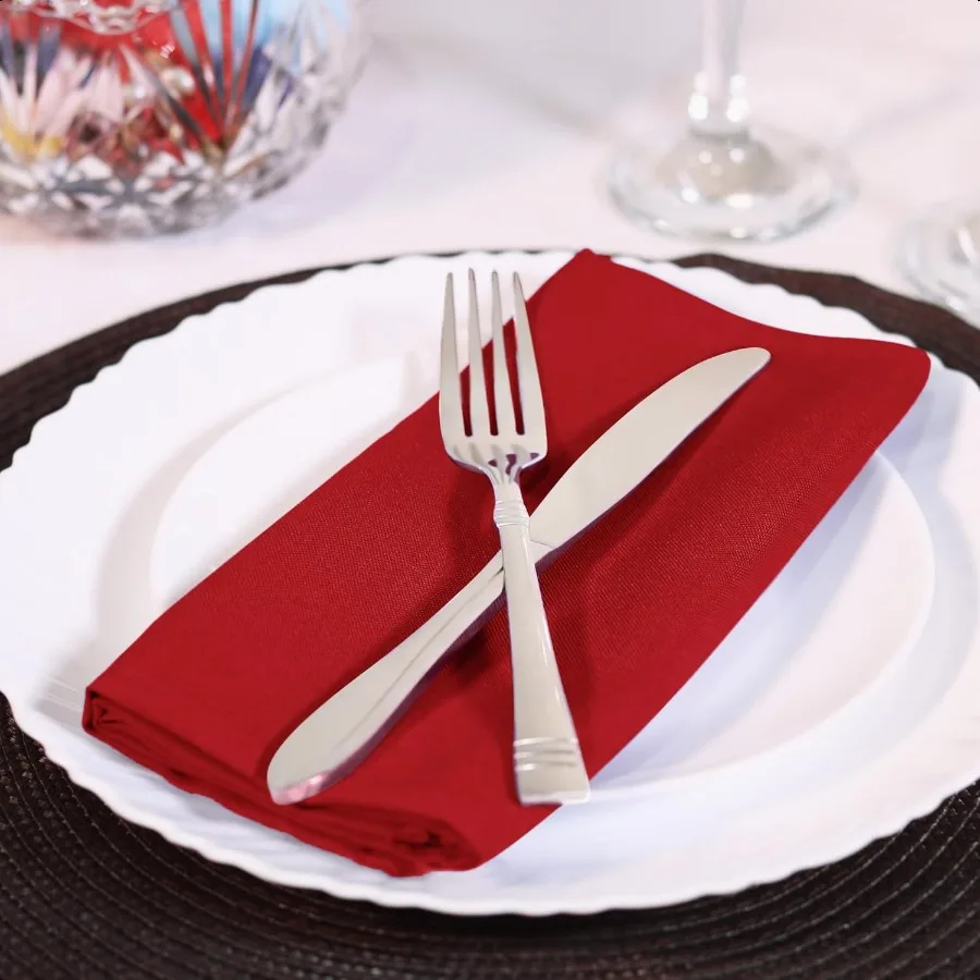 Tovaglioli di stoffa rossa Confezione da 12 tovaglioli ideali da 20x20 pollici per feste, matrimoni e cene al pranzo