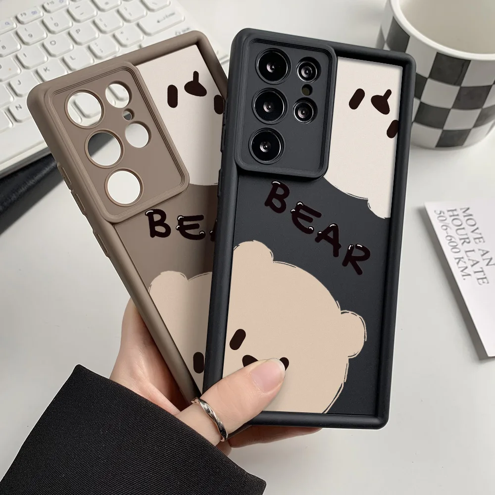 Flüssigkeit Silikon Nette Bär Telefon Fall Für Samsung Galaxy S25 Ultra Funda S24 Plus S23 FE S22 S21 S20 FE stoßfest Abdeckung Coque