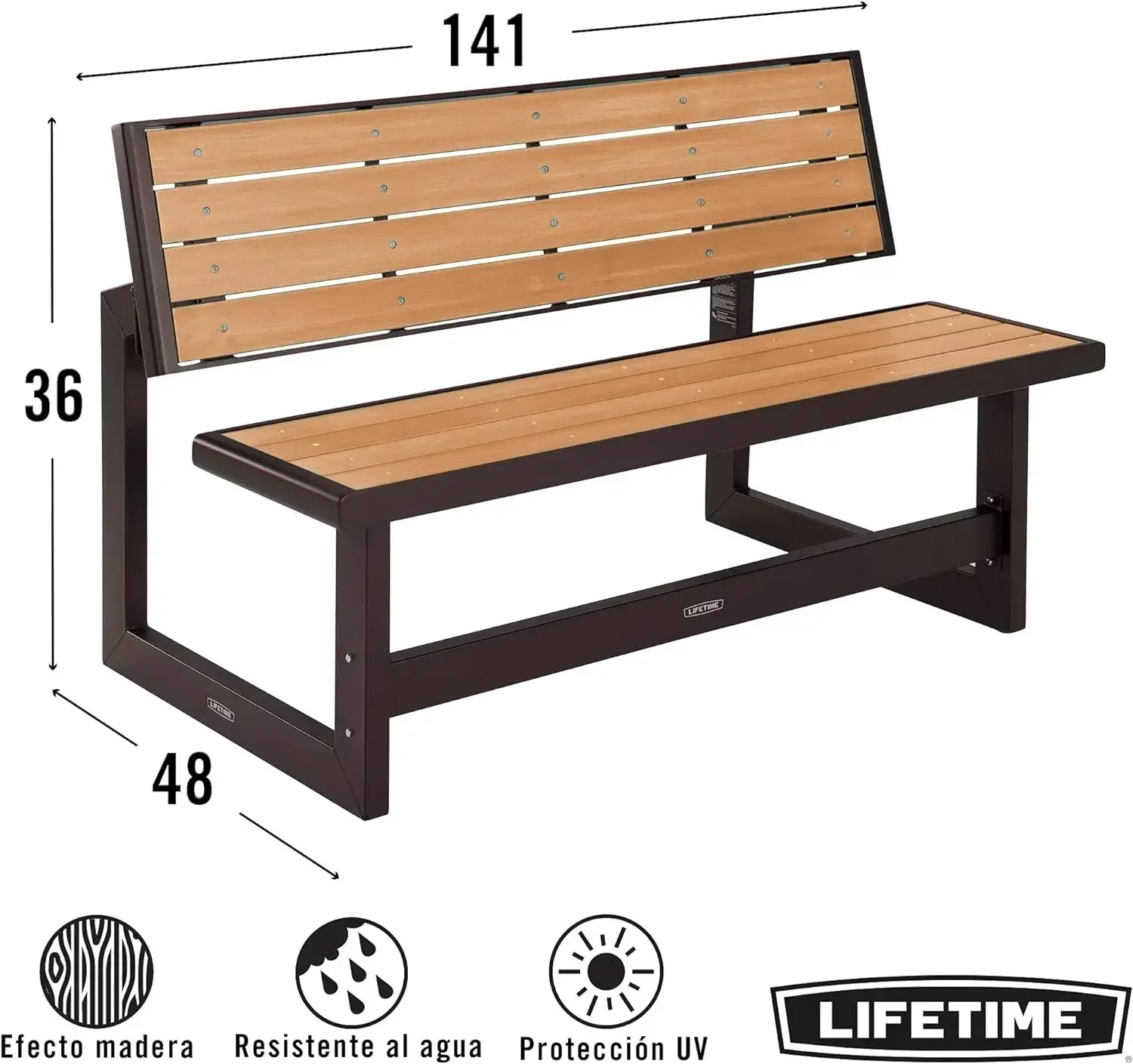 60054 Convertible Bench / Table, Faux Wood Construction, Brown