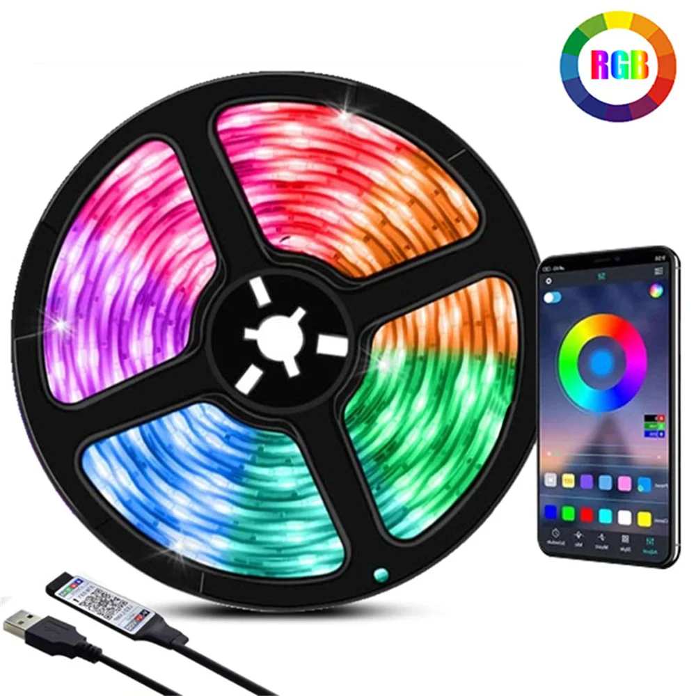USB5V LED Strip Lights RGB5050  LED Lights forTV with APP Control Flexible Tape Ribbon for Room Decoration TV Backlight