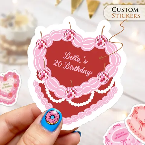 5cm Custom Stickers Vinyl  Personalized Stickers   Waterproof Labels Birthday Cake Stickers For Birthday Anniversary Gift Decor