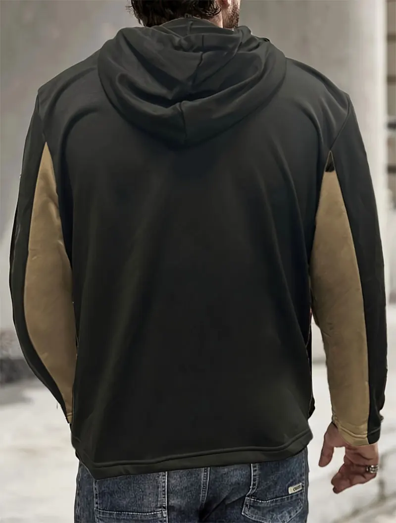 Mens Vintage Hoodie Plus size Casual Pullover Hooded Sweatshirt With Pocket Streetwear For Spring Fall Men't Clothing