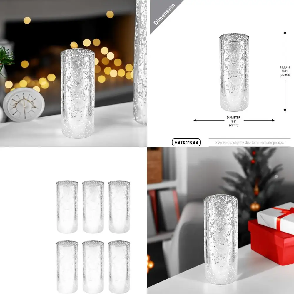 

Подсвечник с ураганом из серебряного крапчатого стекла, 4 шт. x 10 высотов, с 6 цилиндрическими абажурами