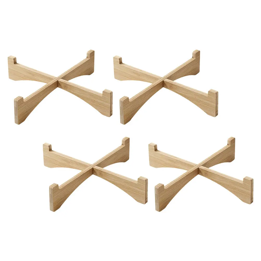 4個の木製植木鉢スタンド、屋内屋外庭園用植木鉢ホルダー、多肉植物ディスプレイラック、バルコニーオーガナイザー