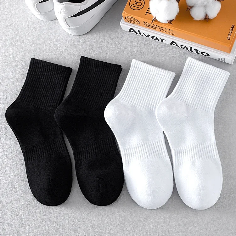 3Pairs Classic Black White Cotton Socks for Men\'s Short Socks Summer Thin Low Tube Socks Anti Odor Women\'s Ankel Sox EU 37-42