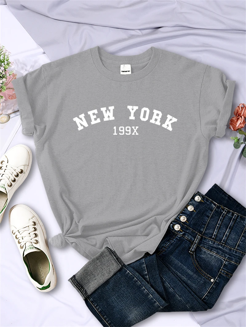 New York 199X Personality Letter T Shirt Womens Fashion Brand Short Sleeve Casual Comfortable Tee Shirtsport Summer T-Shirts