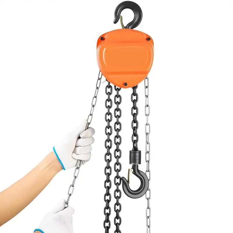 Hand Chain Hoist, 1 Ton 2200 lbs Capacity, Manual Chain Block with Upgrade G80 Galvanized Chain, 10 ft Lifting Height, Heavy Duty Pulley Hoist for Garage Warehouse Automotive Machinery, Orange - view 2