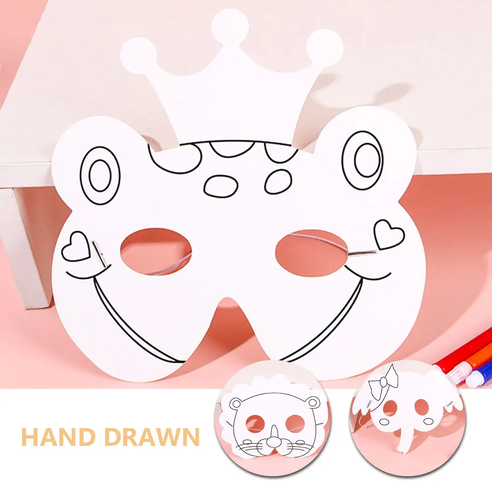 مجموعة واحدة من أقنعة الحرف اليدوية للأطفال DIY أقنعة وجه غير مطلية من الورق الفارغ لحفلات أعياد الميلاد وقناع وجه للحرف اليدوية للأطفال #3