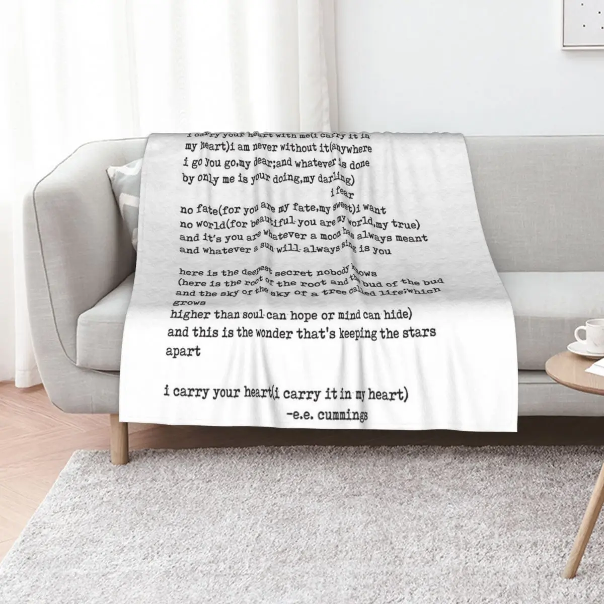I Carry Your Heart With Me E.E. Cummings Typography Throw Blanket Sofa Quilt Kid'S For Decorative Sofa Baby Blankets