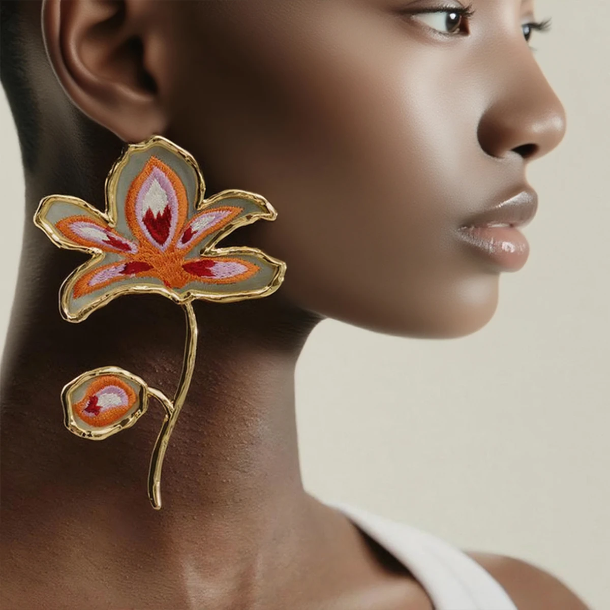 

ZAA Personalized Design Metal Alloy Painting Flower Earrings for Women Exaggerated Big Dangle Earrings Jewelry Gifts