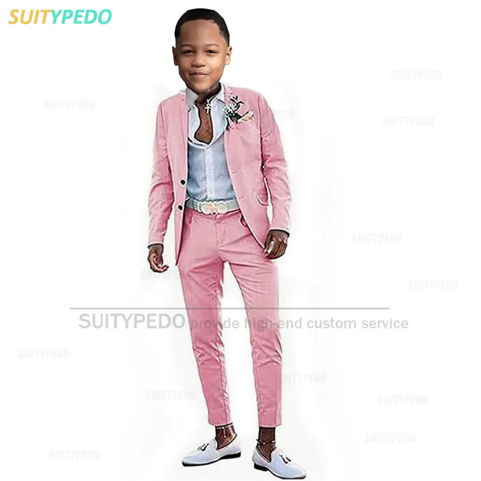 Fashion Suit For Boys 2 Pieces Blazer And Pants Wedding Party Flower Kids Boys Costume Teenager Prom Tailor-made Slim Fit Set