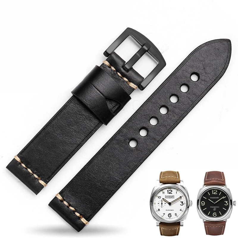 

FUYIJIA Men Italian Calf leather Watchband P-anerai LUMINOR Substitute Strap 20MM 22MM 24MM 26MM Pin Buckle Genuine Leather Belt