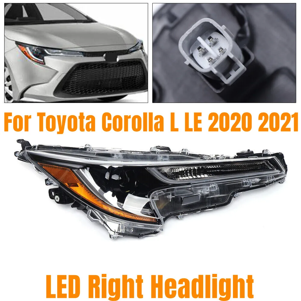 Right Side LED Headlight Durable Passenger Side Headlight Head Light Fits For 2020 2021 Toyota Corolla L LE New