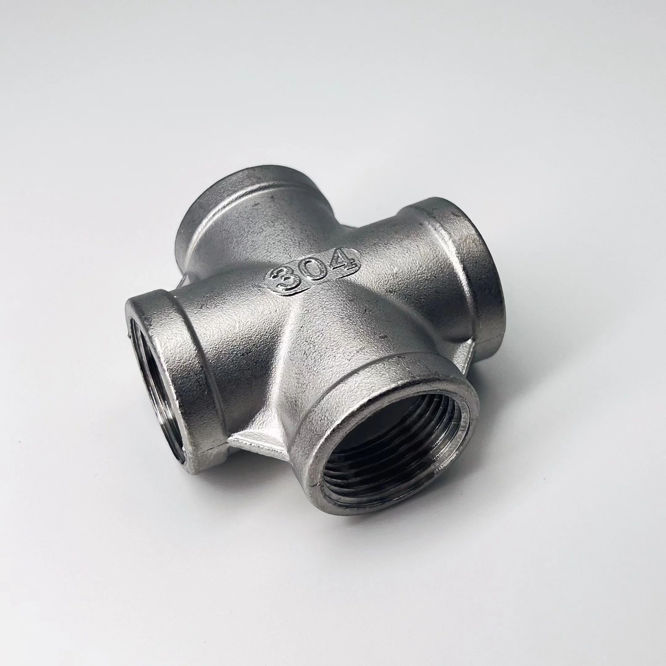 304 Stainless Steel  Four-Way Cross F-F-F-F FemaleThread Water/Gas/Oil Pipe Fitting