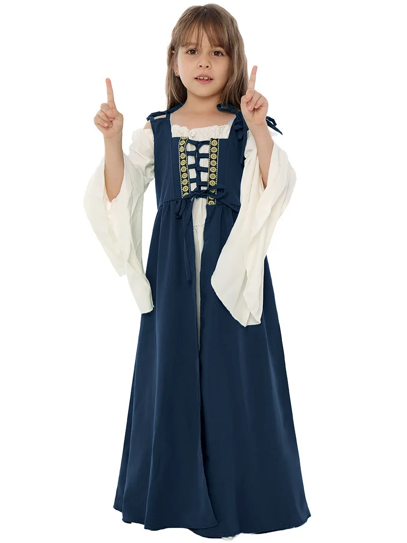 Halloween Vintage Kostuum Vierkante Kraag Taille Gebundeld Renaissance Dr Chinese Productie Zomer 2024 Stage Faion