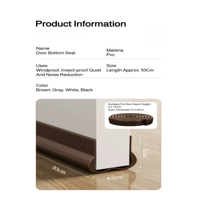 Curved Door Bottom Sealing Strip Door Seam Soundproof Strip Mute Windproof Sticker Door Bottom Seal