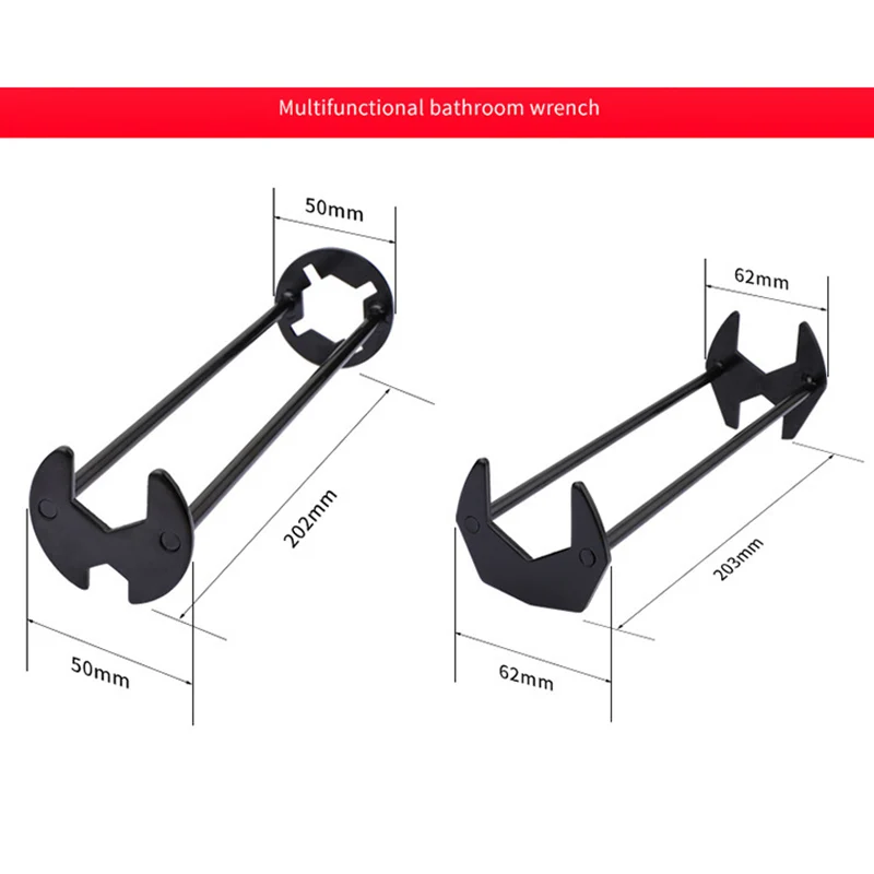 Multifunction Bathroom Wrench Sink Repair Tool Kitchen Helper Double-ended Aluminium Alloy Home Spanner Hand Tool Nut Release