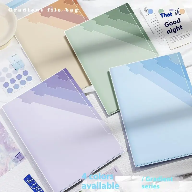 Gradient Multi-Layer Folder A4 Subject Classification Test Paper Folder Transparent L-Shaped Folder 6-Layer Classification File