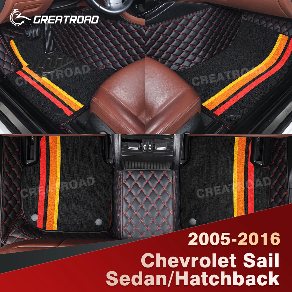 

For Chevrolet Sail Sedan/Hatchback 2005-2016 Double Layer Car Floor Mats Custom Auto Carpet Cover Interior Accessories
