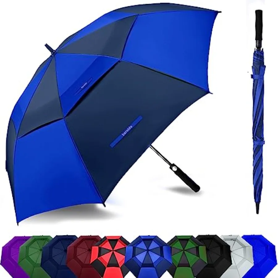 

Golf Umbrella Large///, Extra Large Oversize Double Canopy Vented Wdproof Waterproof Umbrella, Automatic Open Golf Umbrella for