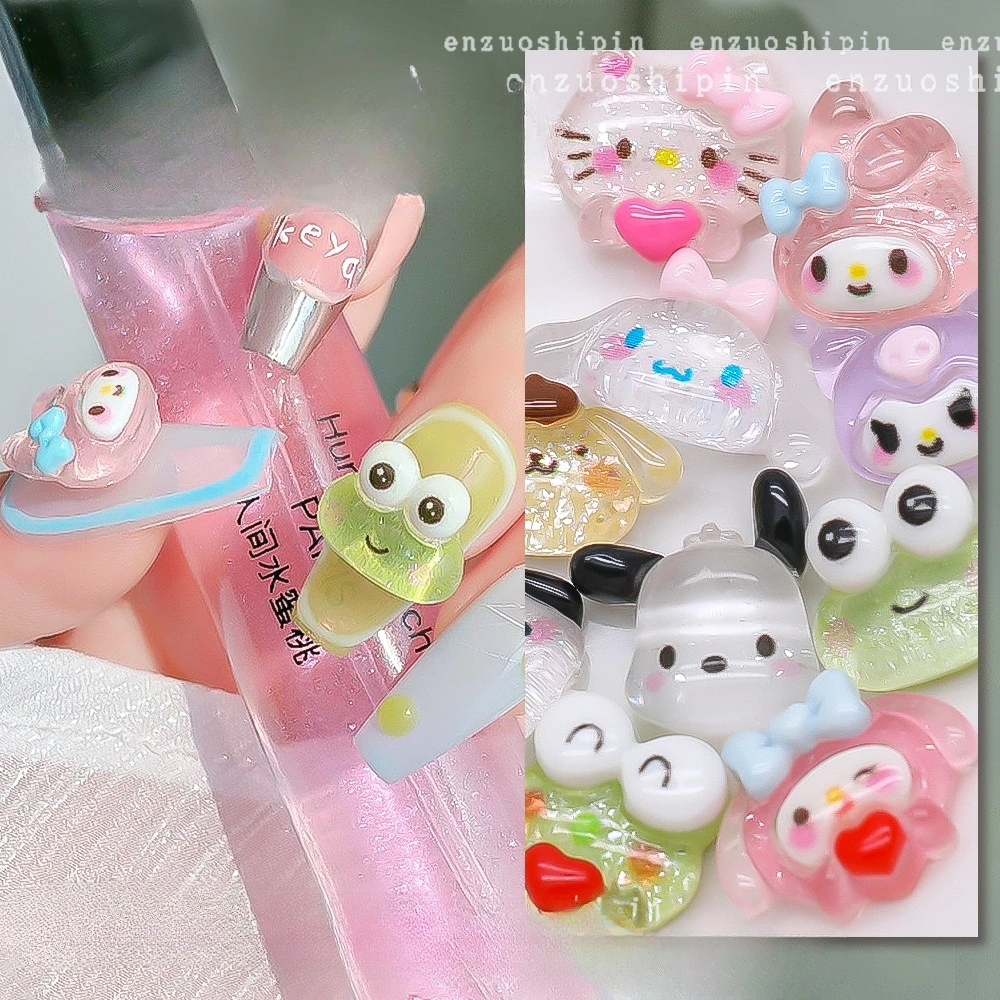 Juego de 50 dijes para uñas, decoración de resina 3D de gran tamaño Kuromi y Pochacco para decoración de uñas Kawaii atrevida