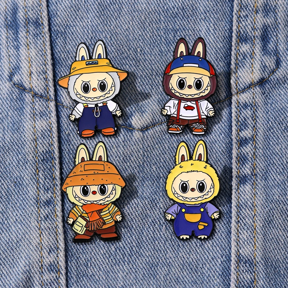 4 قطع لطيف الكرتون شيطان الوحش المينا بروش الإبداعية دمية تصميم التلبيب شارة بدبوس مجوهرات هدية لصديق الطفل