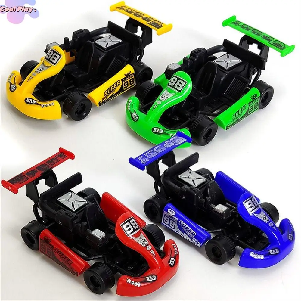 

Kids Gift Four-wheel Pull Back Car Vehicle Toy Colorful Racing Model Kart Cartoon Plastic Racing Car Toy For Boys