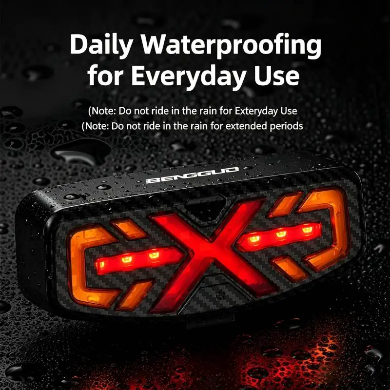 Smart Bike Tail Light, Auto Brake‑Sensing Turn Signal Taillight Rechargeable Warning Rear Light for Road Bike MTB Night Cycling