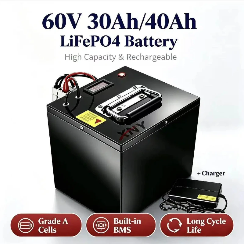 NEW-LiFePo4 Lithium Battery 60V 30Ah 40Ah with BMS 20S for Electricer Motorcycle 1000W-4000W Mobility Tricycle High Capacity