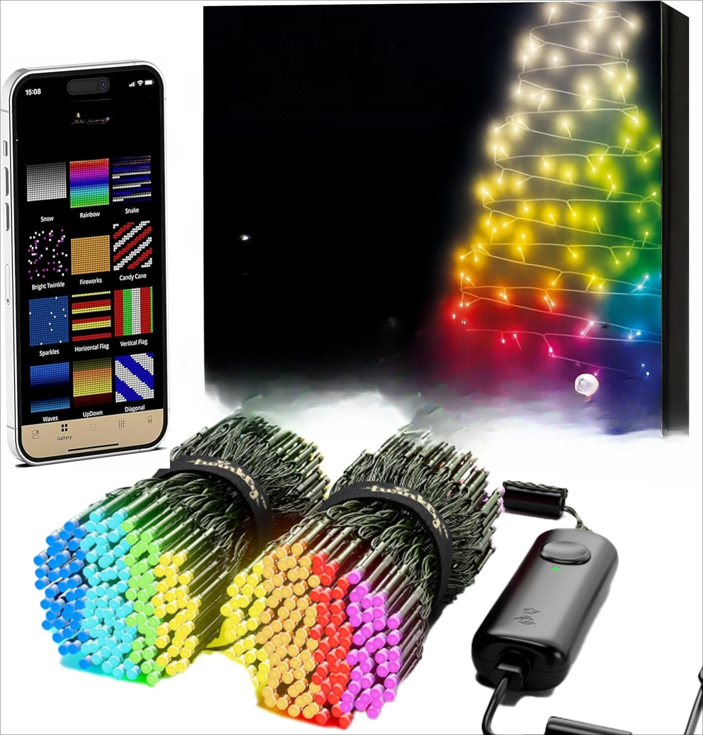 Strings 600 LED RGB+White, LED Light String, in- and Outdoor Smart Multicolor LED Lights