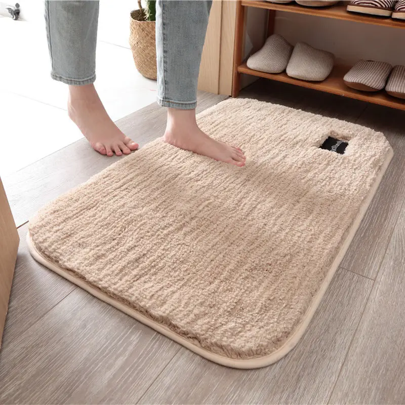 

Bath Mat Absorbent Thick Fluffy Fiber Anti Slip Mat Carpet For Bath Soft Foot Mat Shower Room Doormat Bathroom Rug Comfortable