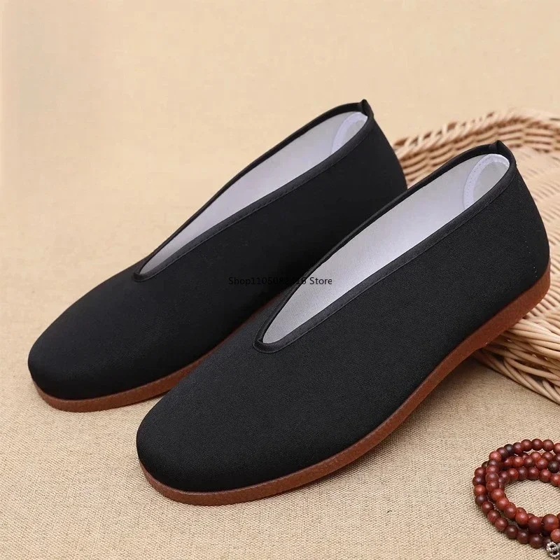 New Chinese Traditional Martial Arts Shoes Men Kung Fu Wing Chun Tai-Chi Wushu Black Cloth Old Beijing Casual Shoes Sport Sneak