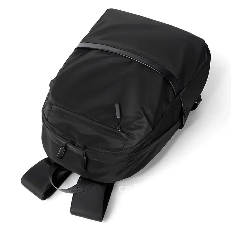 

New Style Men's Business Backpack Nylon Solid Color Schoolbag Travel Large Student Backpack Capacity on Sale