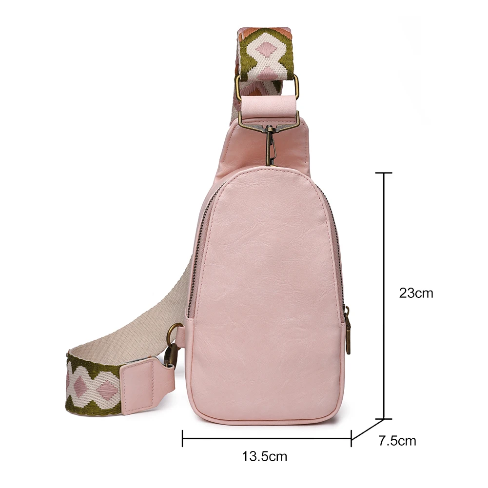 

Fashion Women Chest Small Bags Adjustable Strap Leather Messenger Bag Boho Belt Bag for Outdoors Workout Traveling Casual Zipper