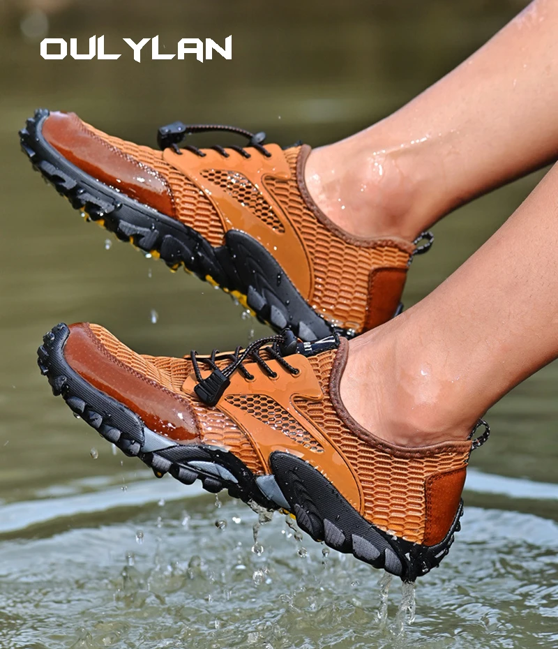 Oulylan Men's Water Shoes Casual Walking Mesh Breathable Outdoor Professional Non-Slip Durable Wading Sports Climbing Shoes