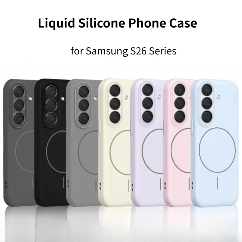 Fashion Original Skin Feel Liquid Silicone Phone Case for Samsung S26 Ultra S25 Plus S24 S23 Magnetic Shockproof Protector Cover