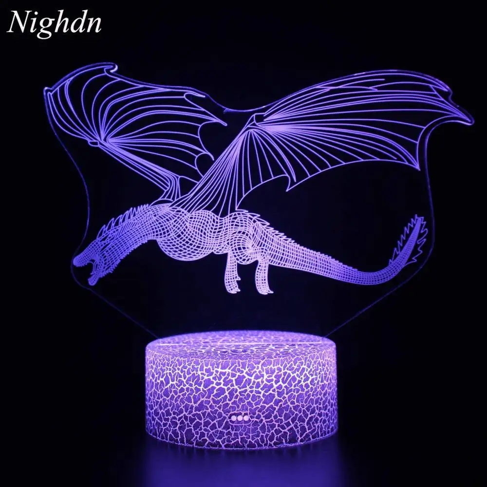 

Nighdn Dragon Night Light 3D LED Dinosaur Lamp Room Bedroom Decoration 7 Color Changing Birthday Holiday Gifts Child Nightlight