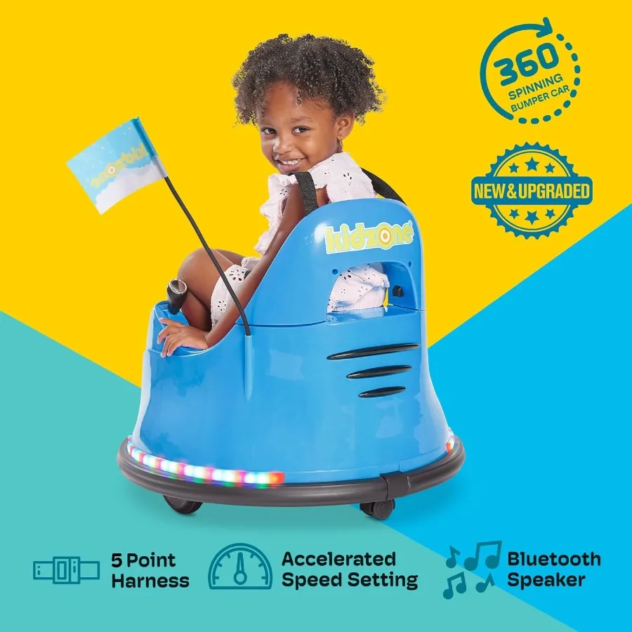 Smart Bumper Car for Toddler & Kids 1.5-6 Years Old, 12V 2-Speeds Electric Ride On Bumping Toy Gifts W/Remote Control, APP Contr