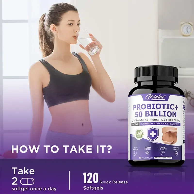 Probiótico de 50 mil millones: probióticos para hombres y mujeres para promover la salud intestinal y digestiva, aliviar el hinchazón y mejorar la inmunidad