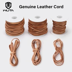 WUTA 100% Genuine Leather Cord Flat Natural Veg -tan Leather Rope 2/3/5mm Lace String Bracelet Jewelry Woven Ropes Necklace DIY