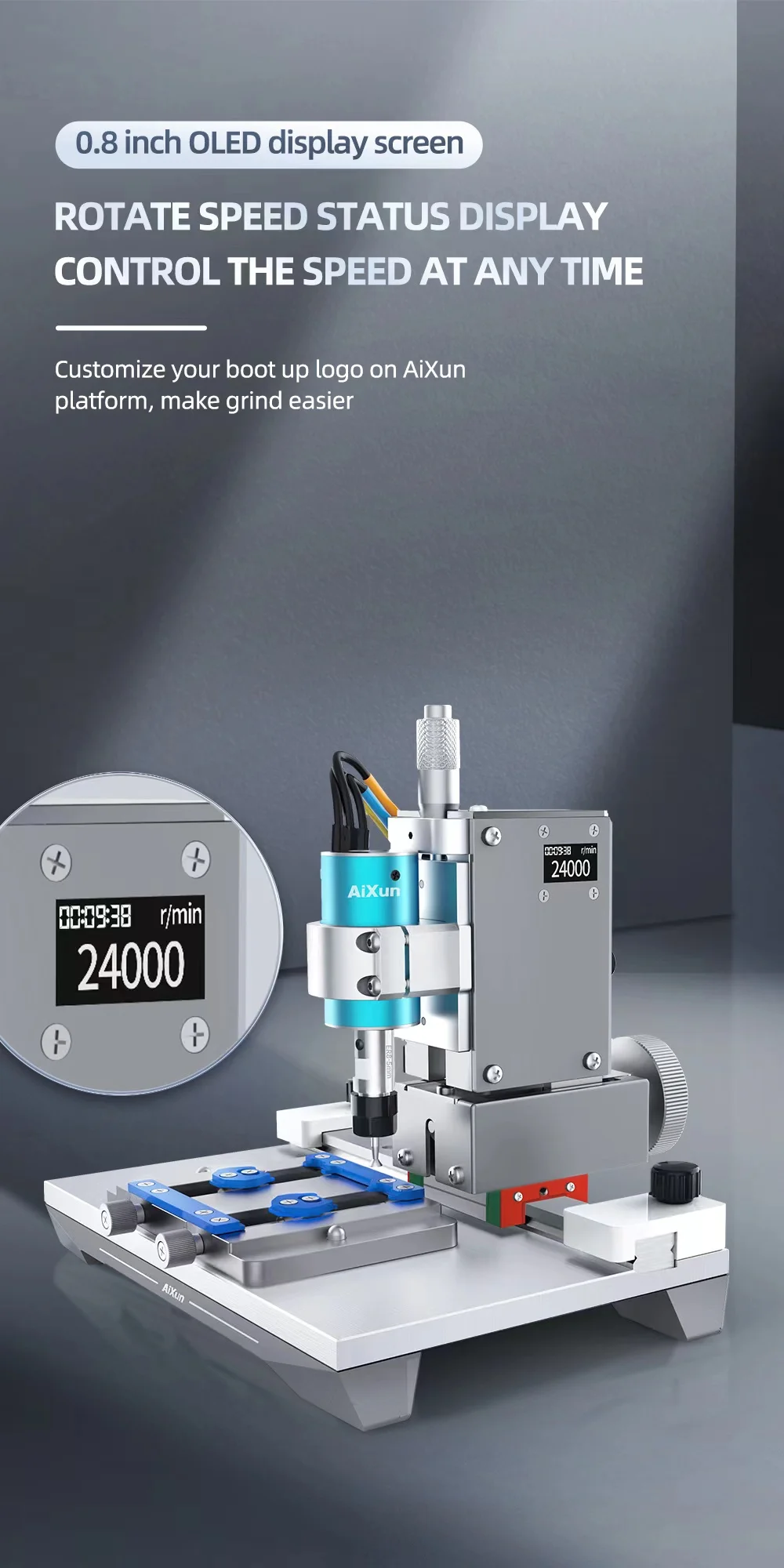 JC Aixun 2ND GEN ALL-IN-ONE Chip Grinding Machine MAX 24000r/min for Cellphone IC Motherboard Nand Chip Grinder Polishing Repair