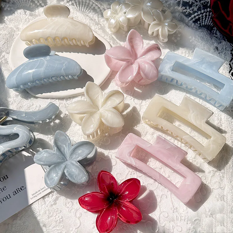 Women Elegant Irregular Flower Hair Clips Summer Fashion Shark Hairpins Barrettes For Girls Beach Ponytail Clip Hair Accessories image 2