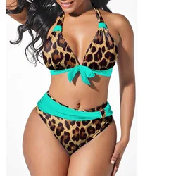 DEKA Women Two Pieces Tankini High Waist Bikini Set Plus Size Swimsuit Female Leopard Swimwear Bathing Suit Beachwear Monokini