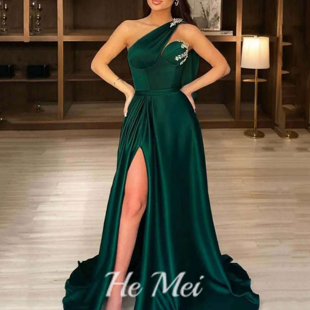 

Elegant Prom Dress For Women Sweetheart Neck A Line Evening Gowns Floor Length One Shoulder Split Party Dresses robes de soirée