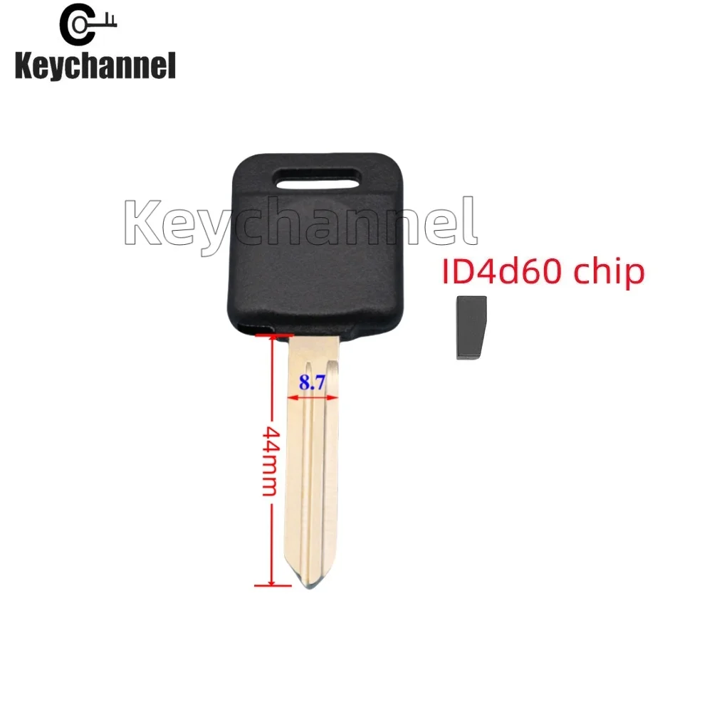 Keychannel-carcasa de llave de coche, transpondedor sin cortar, NSN14, hoja de llave, Chip ID46 4D60 para Nissan Tiida Sentra Juke Altima