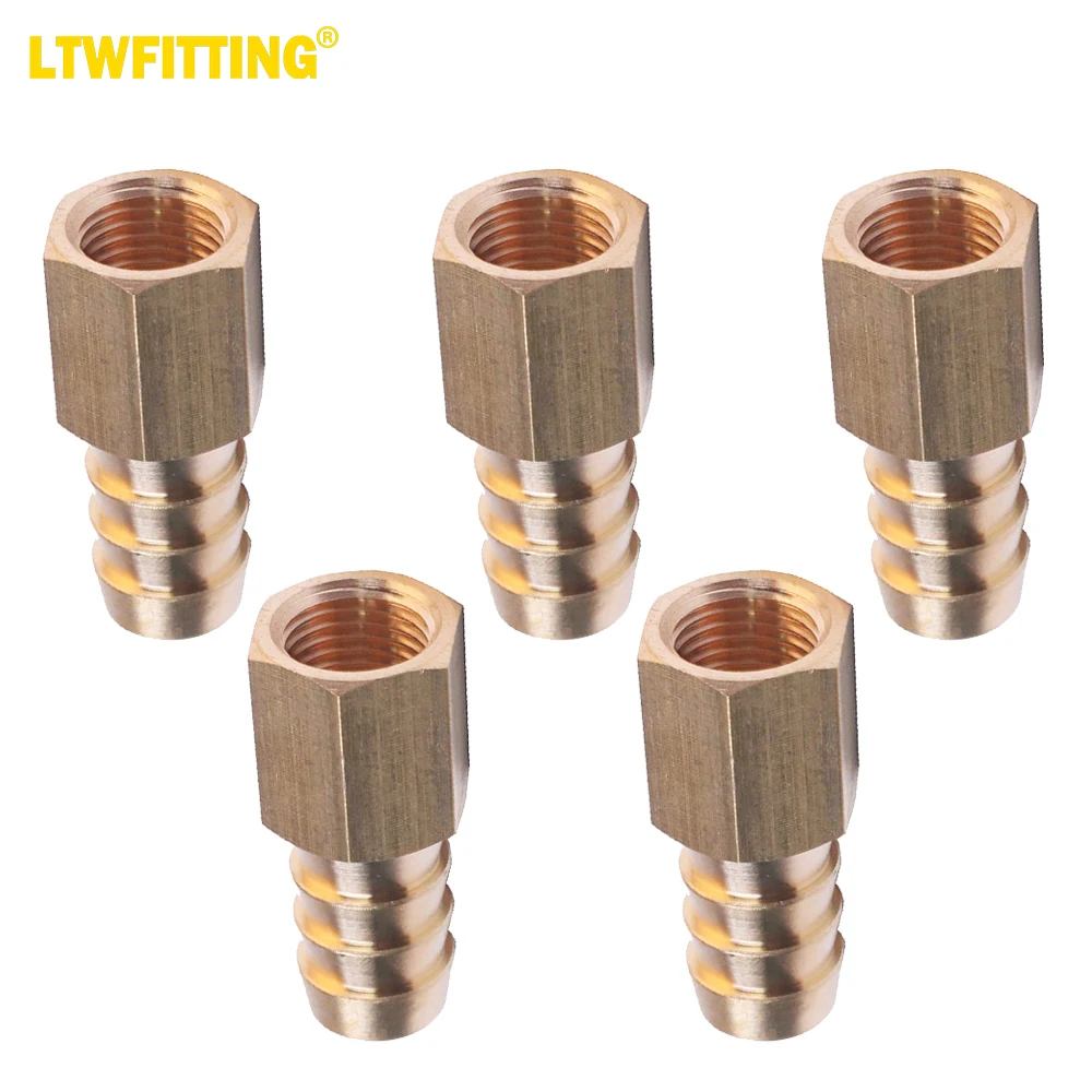 

LTWFITTING Brass Flare Tube Fitting 1/2" Hose ID x 5/16" Female 45 Deg Nut Union (Pack of 5)