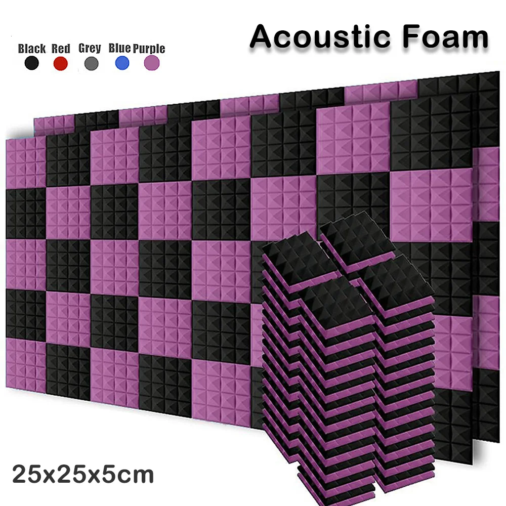 

12/24Pcs 250x250x50mm Studio Acoustic Soundproof Foam Pyramid Sound Absorption Treatment Panel Noise Insulation Tile Protective